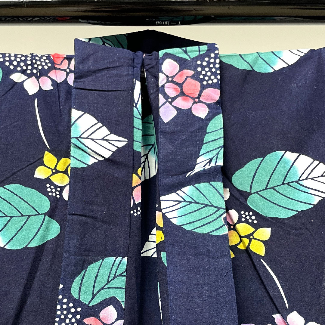 Yukata, dark blue, hydrangea, cotton, S rank, single layer, length 150.5cm, sleeve length 64cm, navy blue, 1118003062118
