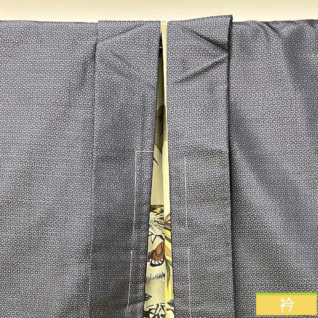 男物 正絹 身丈88.5cm 裄丈67cm 大島紬 緯総絣 羽織 しつけ糸付き Sランク 袷 紺系 1119000882118