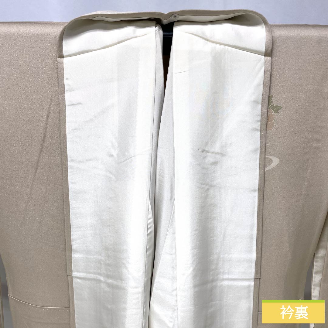 Visiting Kimono, Pure Silk, S-Rank, Lined, Length 159cm, Sleeve Length 68cm, Okina Brown (Okina-chairo), Kyoto Yuzen, Tsukesage, Suzhou Embroidery, Floating Carriage, Fan Design, Pink, Product Number: 1112006622313