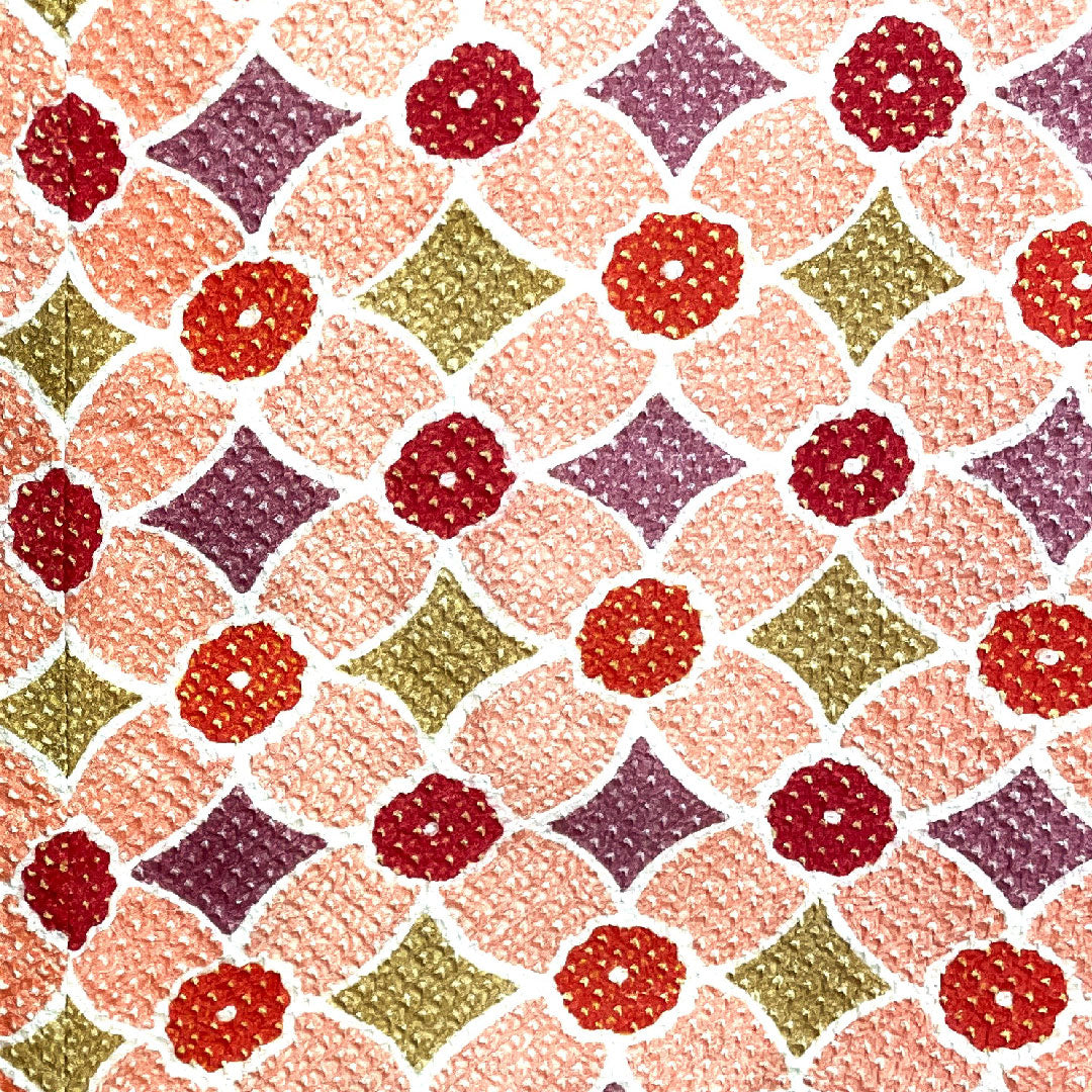 Haori, Length 82cm, Sleeve length 62.5cm, Medium crimson, Shibori, Geometric pattern, Pure silk, A rank, Lined, Pink, 1117000263913