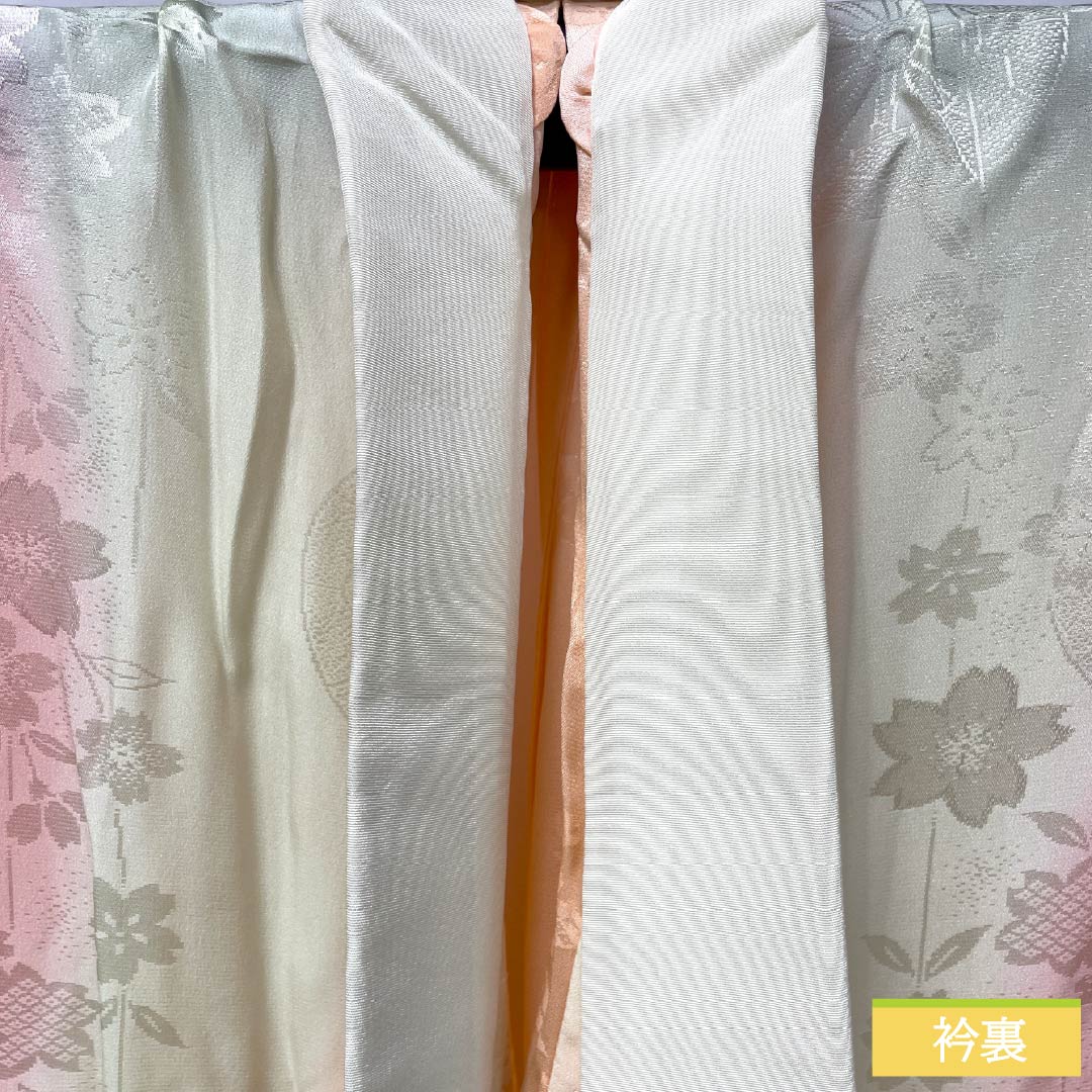 Nagajuban Silk S Rank Body Length 133cm Sleeve Length 66cm Unlined Blended Dye Sakura With Haneri Gradation 1129000732499