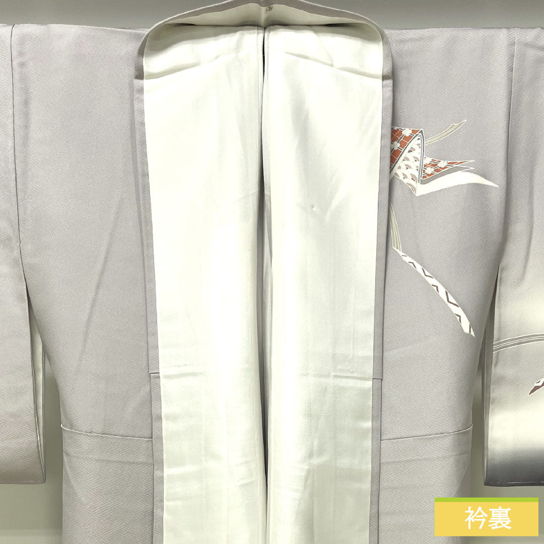 訪問着 正絹 袷 身丈164.5cm 裄丈65cm 小町鼠色(こまちねずいろ) 京友禅 時代人物模様 しつけ糸付き 未使用品 Sランク グレー系 1112004542422