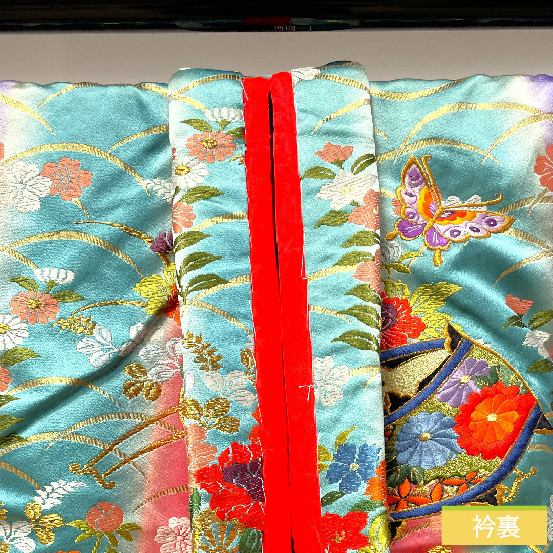 色打掛 正絹 身丈194cm 裄丈66.5cm 唐織 蝶 糸巻き 花車 Aランク 袷 グラデーション系 1110000733999