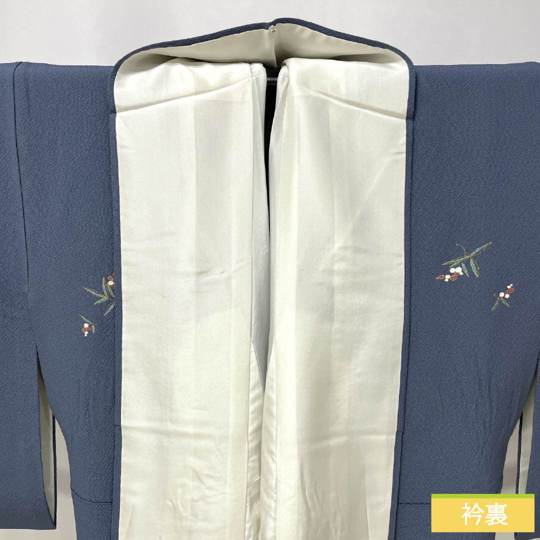 Komon (small pattern) kimono, pure silk, A rank, length 165cm, sleeve length 68cm, lined, lining color (urai-iro), small floral print, crepe fabric, pearl tone finish, blue, 1115007293517