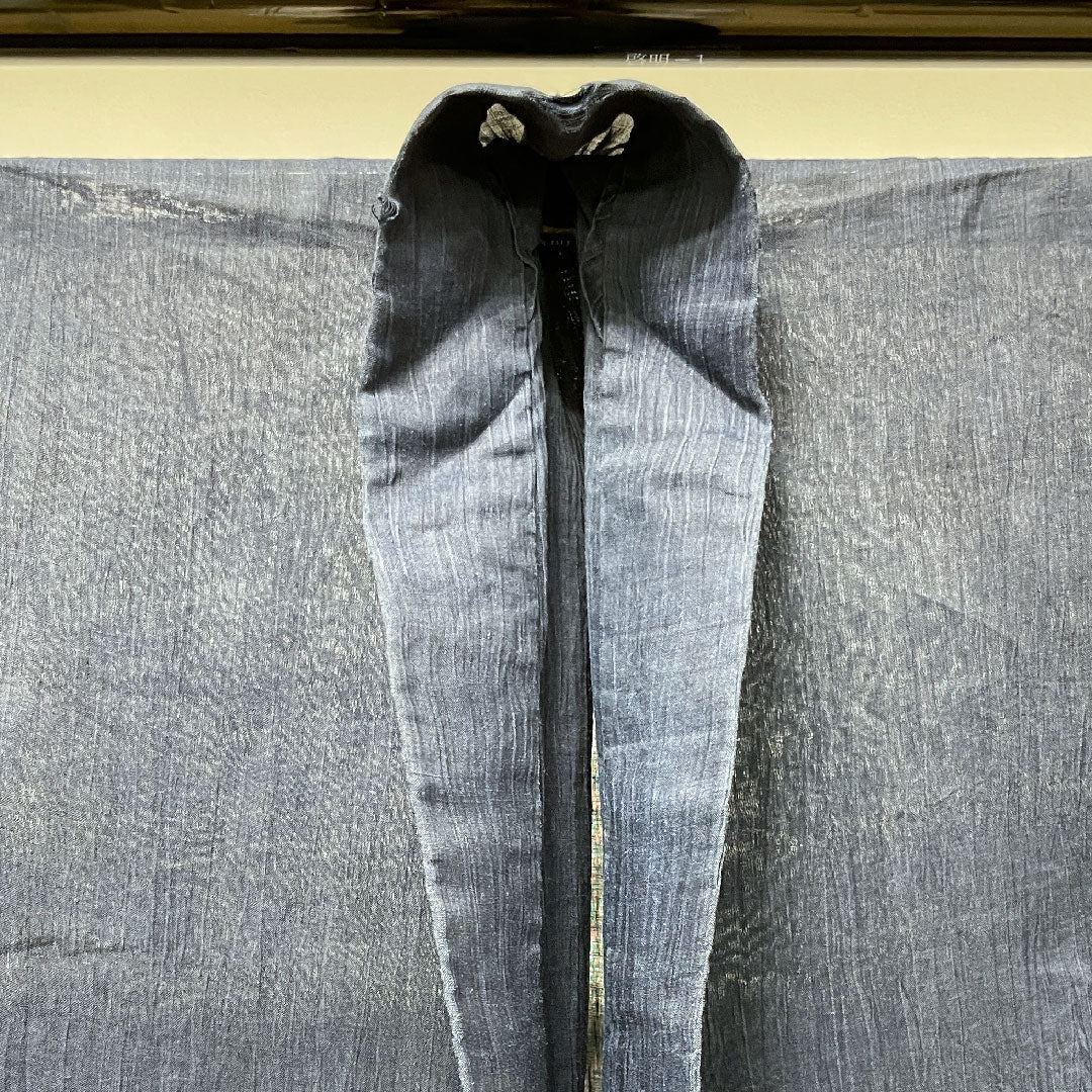 Summer linen men's length 145cm sleeve length 67cm navy blue Ojiya Chijimi gauze B rank navy blue 1132000744118
