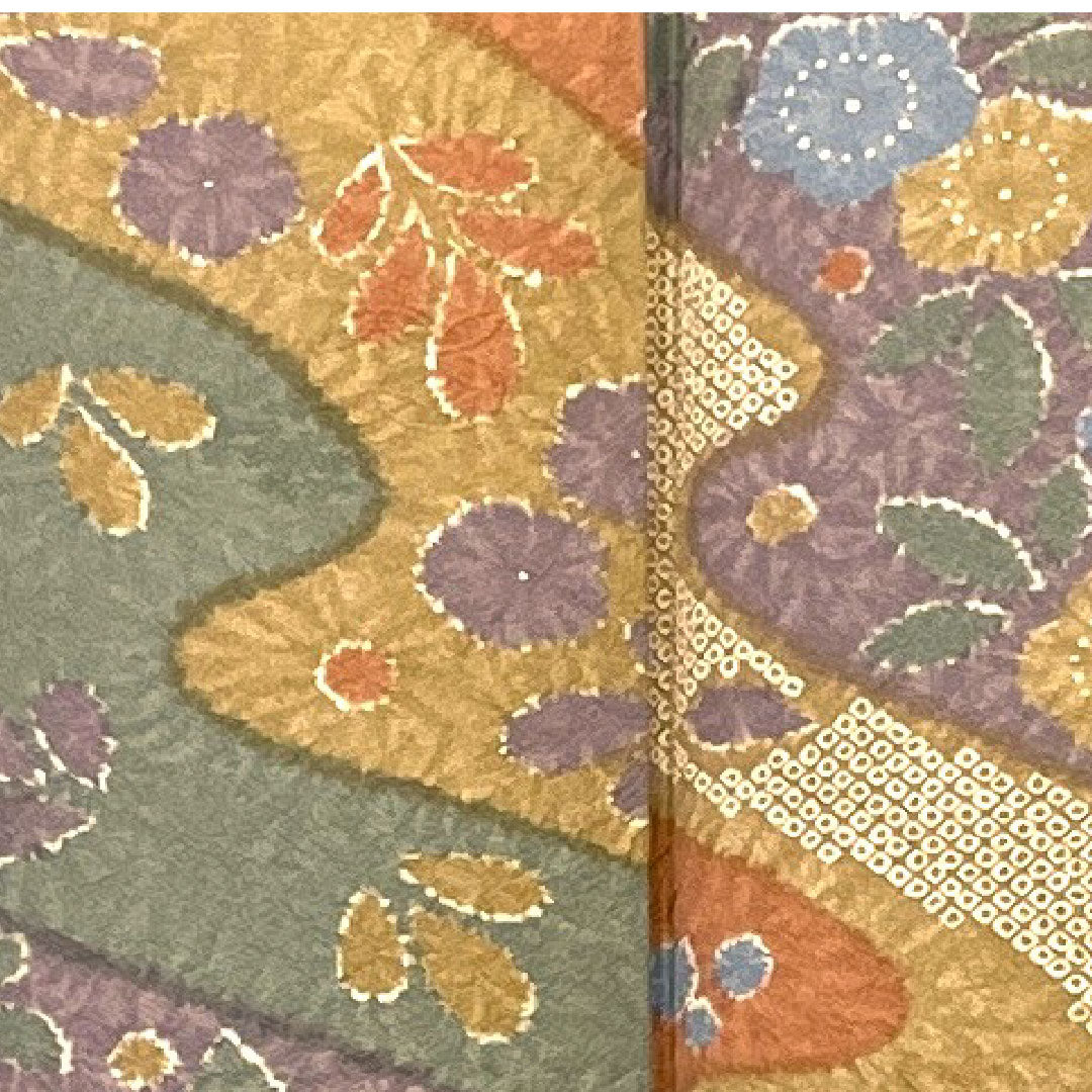 Small pattern, Length 166cm, Sleeve length 67cm, Awase, Cherry blossoms, Flowing water pattern, Pure silk, S rank, Yellow, 1115000452523