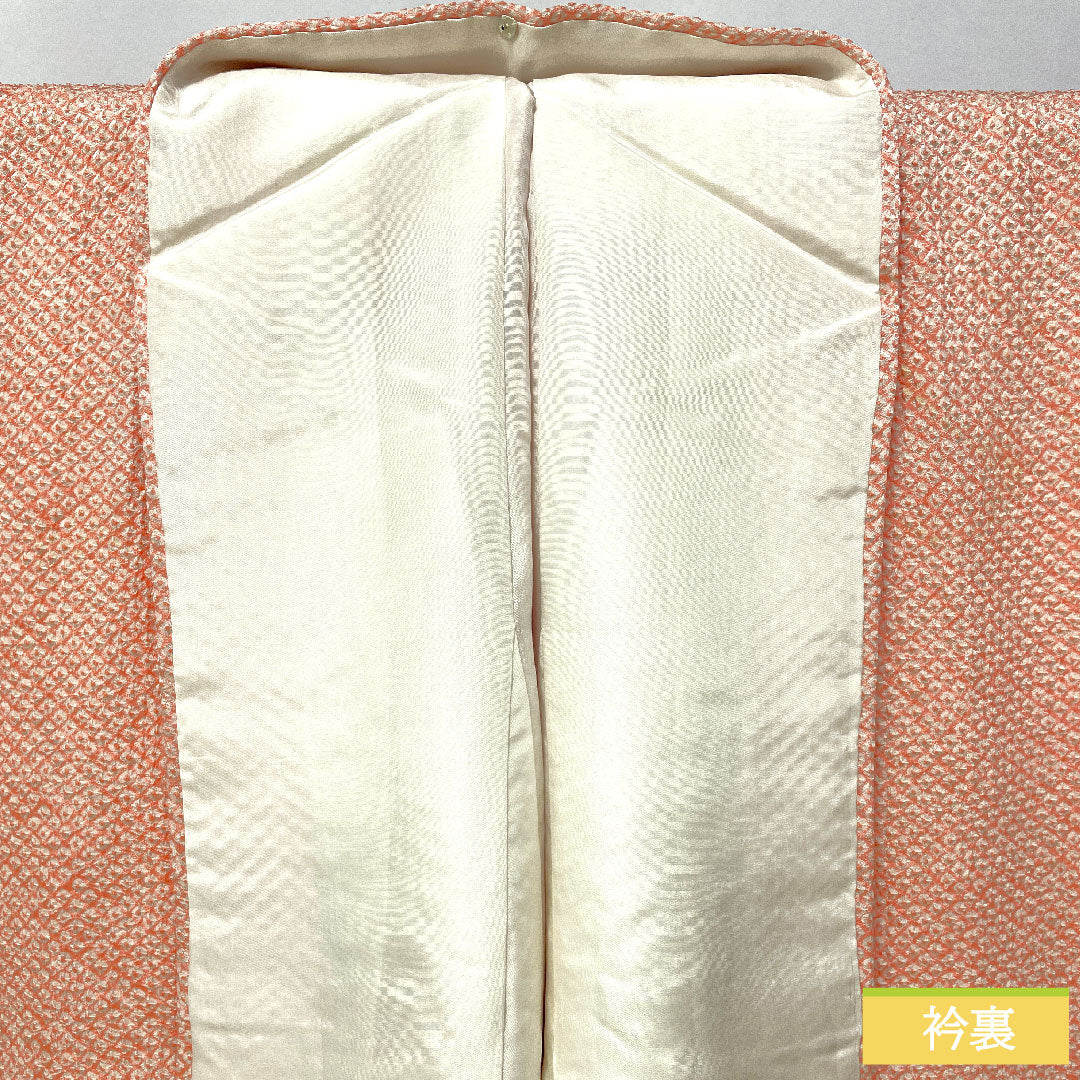 小紋 正絹 身丈155cm 裄丈63cm 袷 東雲色(しののめいろ) 総絞り 疋田絞り Aランク ピンク系 1115004763313