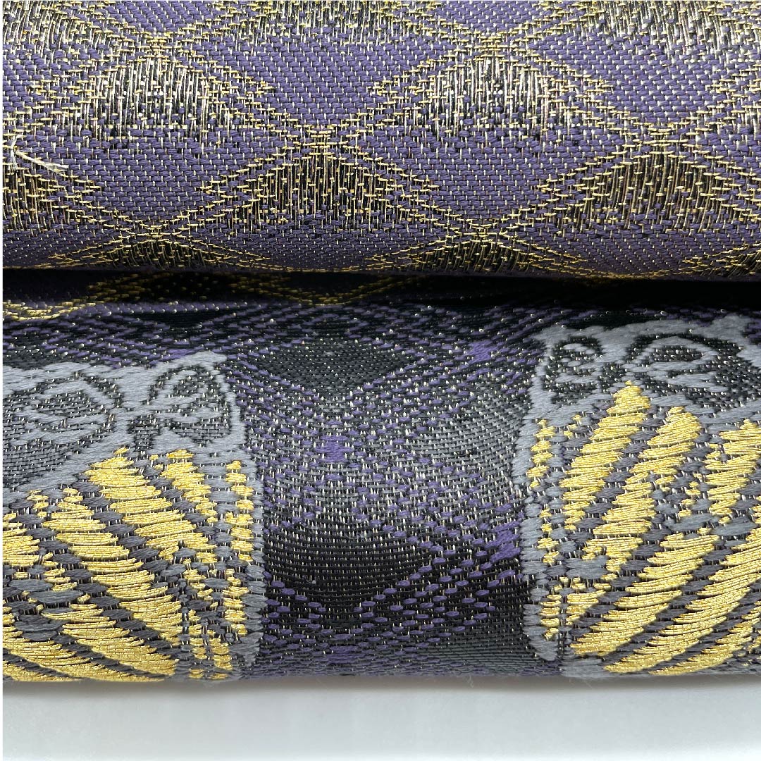 Fukuro Obi (Indigo blue pigeon feather color) Owl, Matsukawa diamond pattern, Obi length 440cm, Pure silk, S rank, Point pattern, Casual, Purple, 1123005792320