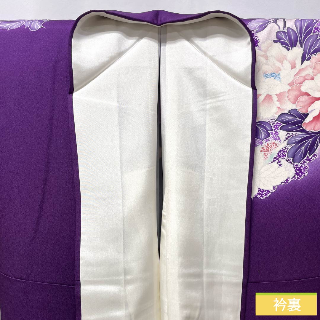振袖 正絹 Aランク 身丈169cm 裄丈69cm 袷 似紫色(にせむらさきいろ) 京友禅 草花 紫系 1113002153520