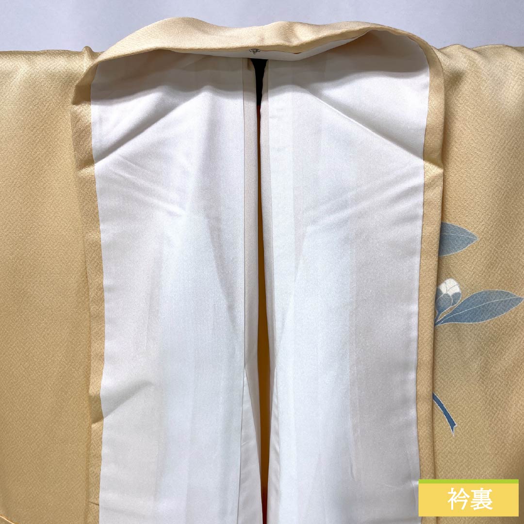 Visiting Kimono, Pure Silk, Grade A, Lined, Length 166.5cm, Sleeve Length 62.5cm, Light Persimmon, Kyoto Yuzen, Camellia, Orange, Item Number 1112006363526