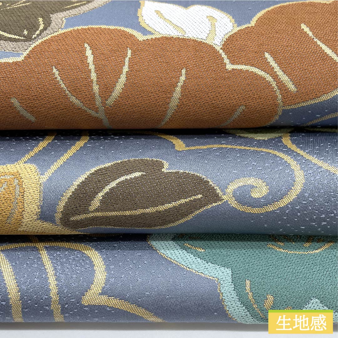 Fukuro Obi Minato Nezuiro (Minato Nezuiro) for Furisode Pine Flower Shirayaen Oba Obi Length 433cm Pure Silk S Rank Six-way Formal Blue 1123009652317