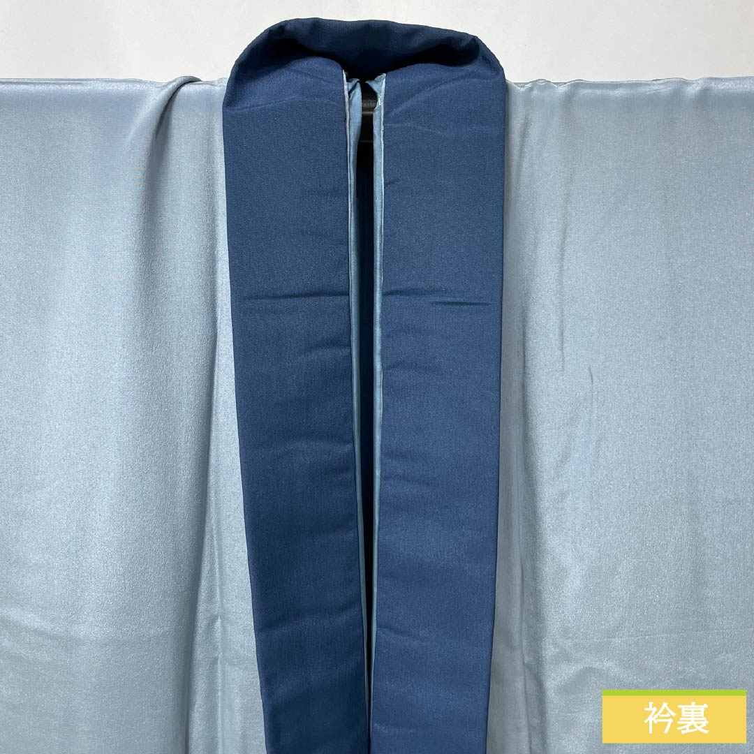 Men's Nagajuban (long under-kimono), Pure Silk, Grade A, Length 137cm, Sleeve Length 64.5cm, Oborohanairo (Oborohana Iro) with Landscape Painting, Single-layer, Light Blue, 1140000763324