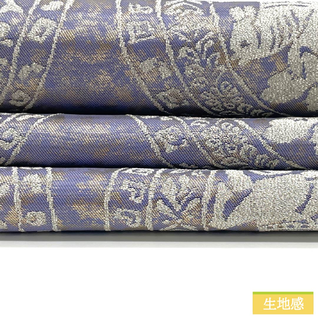 Fukuro Obi (Sash) in Pure Silk, S-Rank, Beniminato Color, with Karirou Crest, Length 444cm, Six-Ply, Semi-Formal, Purple, Item Number: 1123015172320