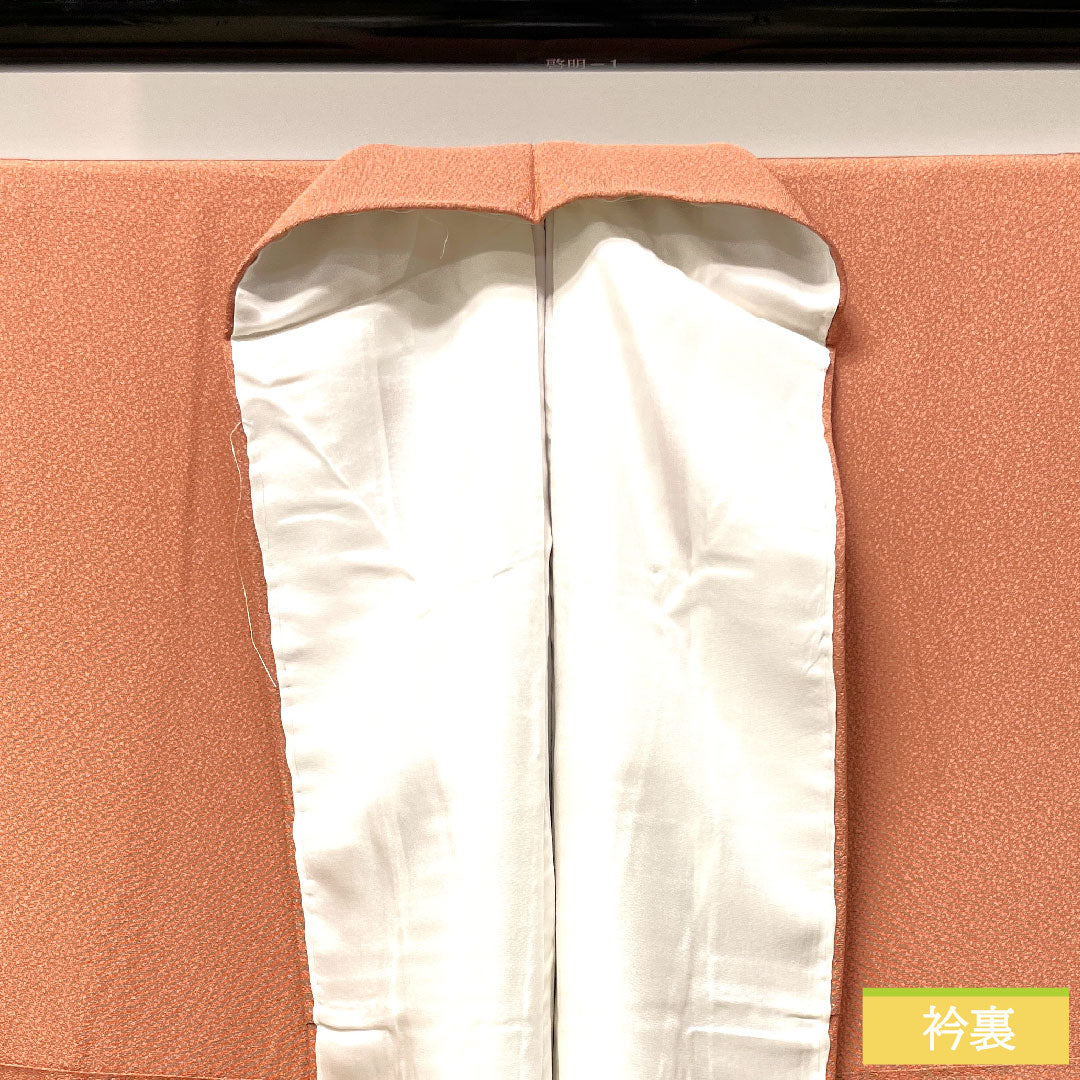 色無地 正絹 身丈155.5cm 裄丈66cm 桃染色(ももそめいろ) 天目染 銀晶天目 袷 Sランク 朱系 1114001102316