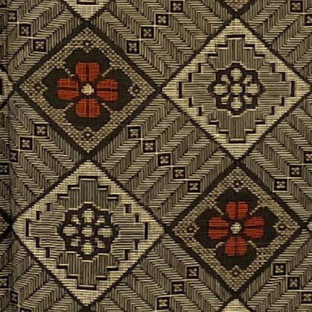 Oshima Tsumugi, Length 159cm, Sleeve length 64cm, Diagonal lattice with diamond pattern, Pure silk, S rank, Lined, Brown, 1116000862314