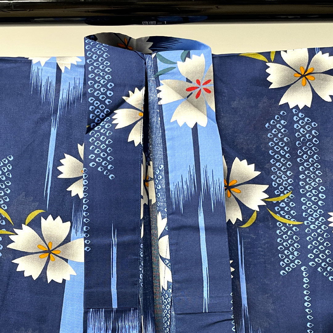Yukata, navy blue, cherry blossom, cotton, S rank, single layer, length 165cm, sleeve length 67cm, navy blue, 1118002052518