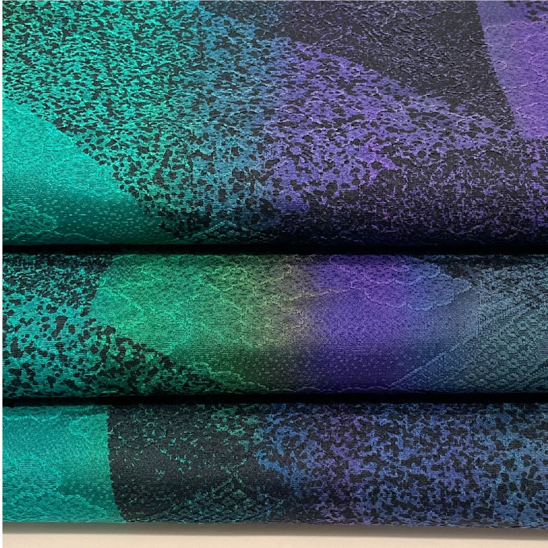 Fukuro obi (duck-colored obi) in classic geometric pattern, obi length 454cm, pure silk, S rank, full-length, casual, gradation style, 1123008702499