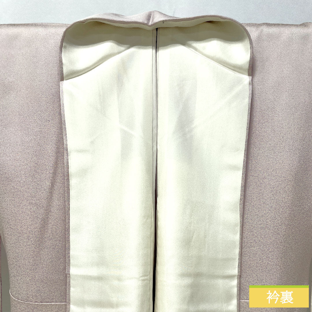 Homongi, pure silk, lined, length 157cm, sleeve length 63cm, cherry blossom color, Kyo-Yuzen, crane, A rank, purple, 1112005523320