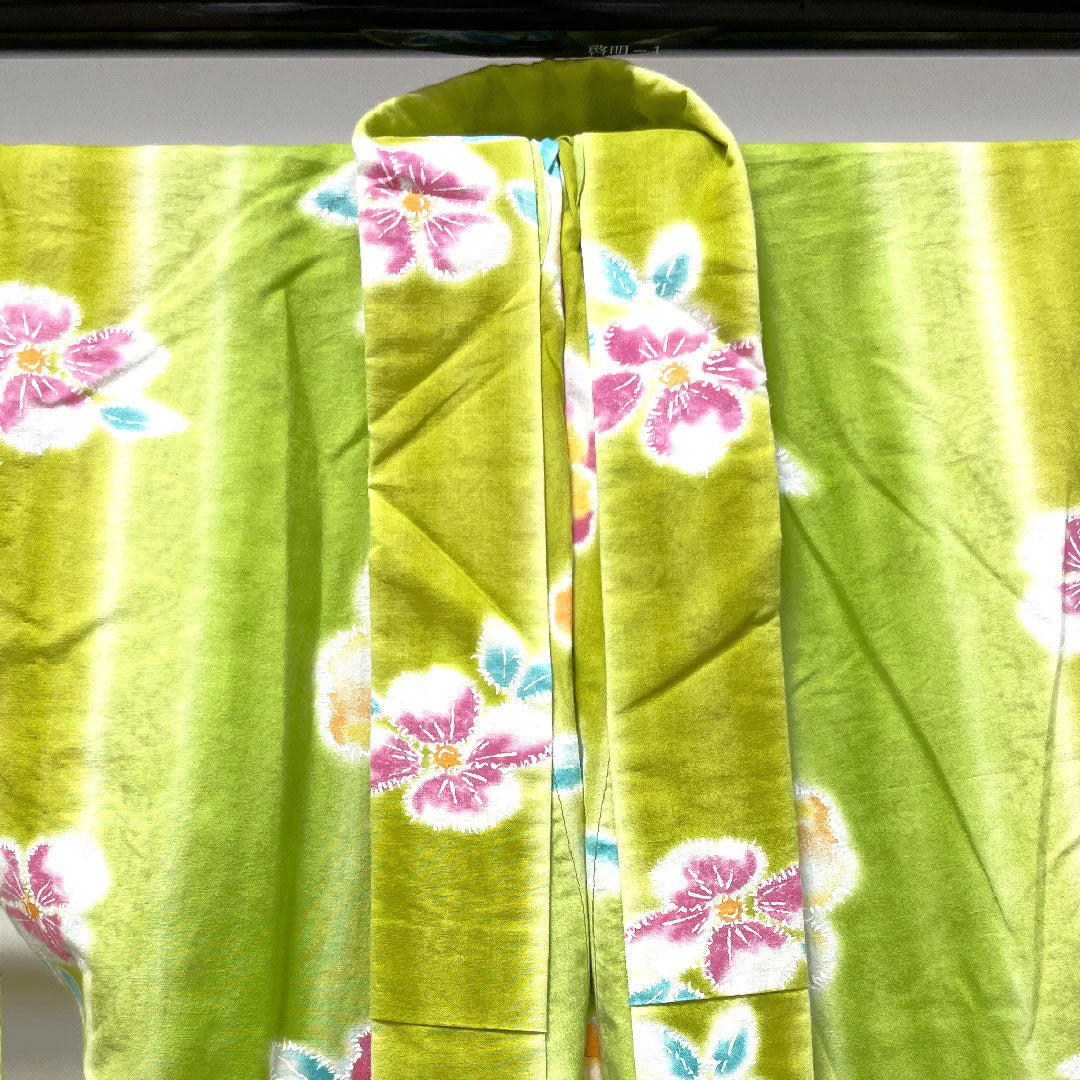 Yukata Abstract Flower Cotton S Rank Single Layer Length 161cm Sleeve Length 67.5cm Green 1118003862419