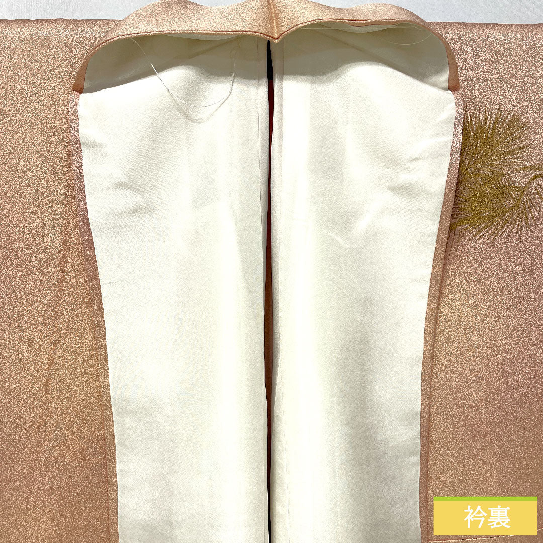 付け下げ 正絹 袷 身丈154cm 裄丈63cm 今様色(いまよういろ) 京友禅 刺繍 松皮菱 松竹梅 Aランク ピンク系 1112005643213