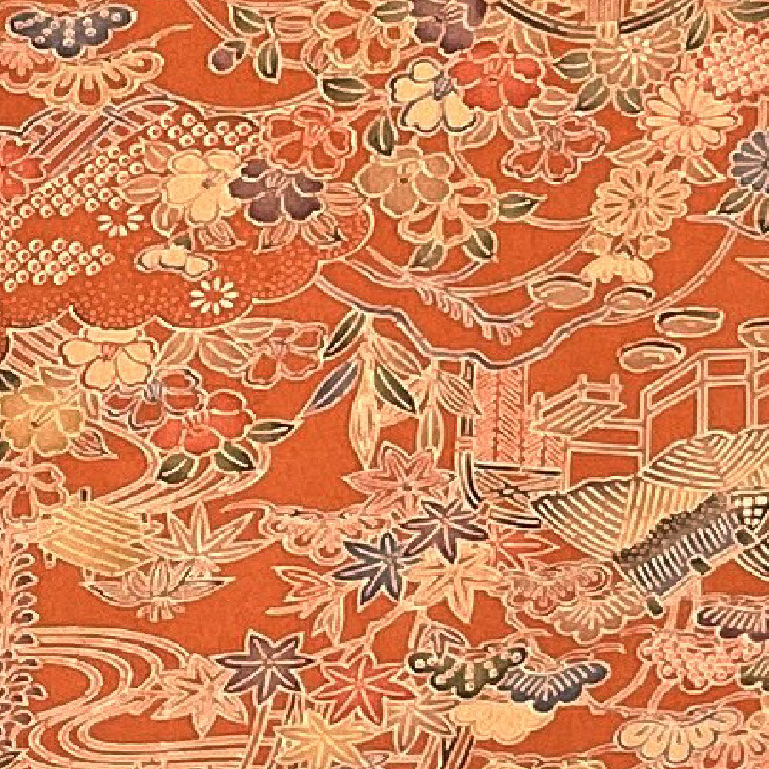 小紋 身丈163.5cm 裄丈67cm 袷 茶屋辻模様 正絹 Sランク 朱系 1115001642416
