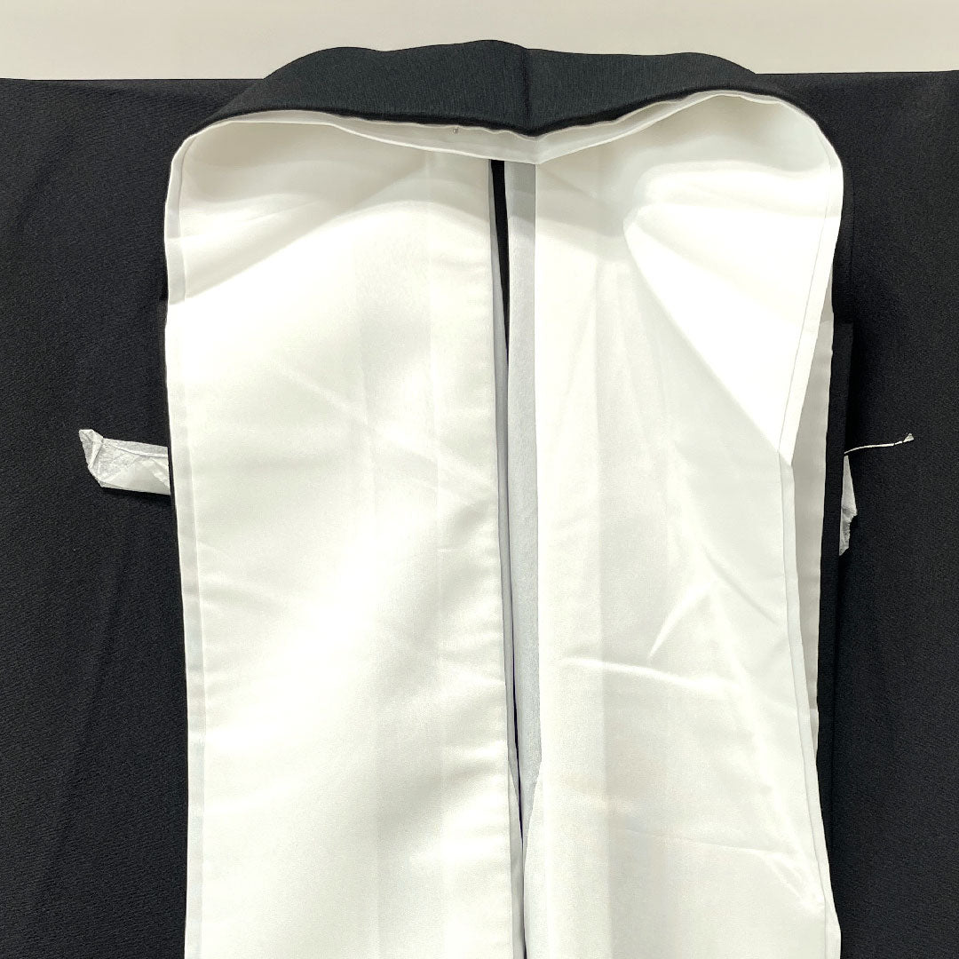 黒留袖 身丈170.5cm 裄丈66cm 袷 紋なし しつけ糸付き 未使用品 京友禅 桂離宮 風景模様 正絹 Sランク なし 黒系 1111001092610