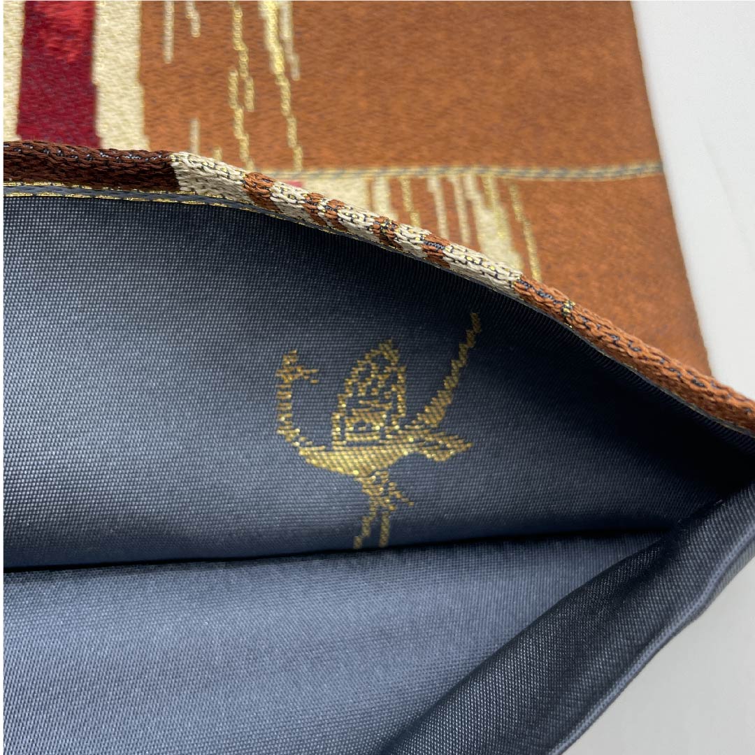 Fukuro Obi (Fukuro obi) in rust red, Shirayaen Oba, geometric pattern, obi length 434cm, pure silk, S rank, six-pass, casual, gradation style, 1123008802399