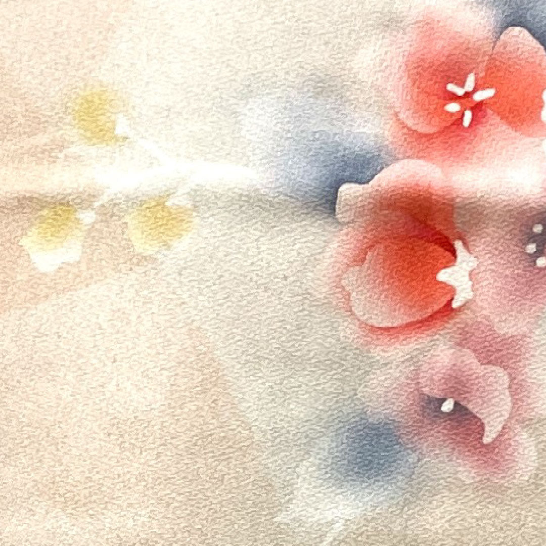 Komon, Length 151cm, Sleeve length 61cm, Awase, Otome color, Wet drawing Yuzen, Floral pattern, Pure silk, A rank, Pink 1115002923213