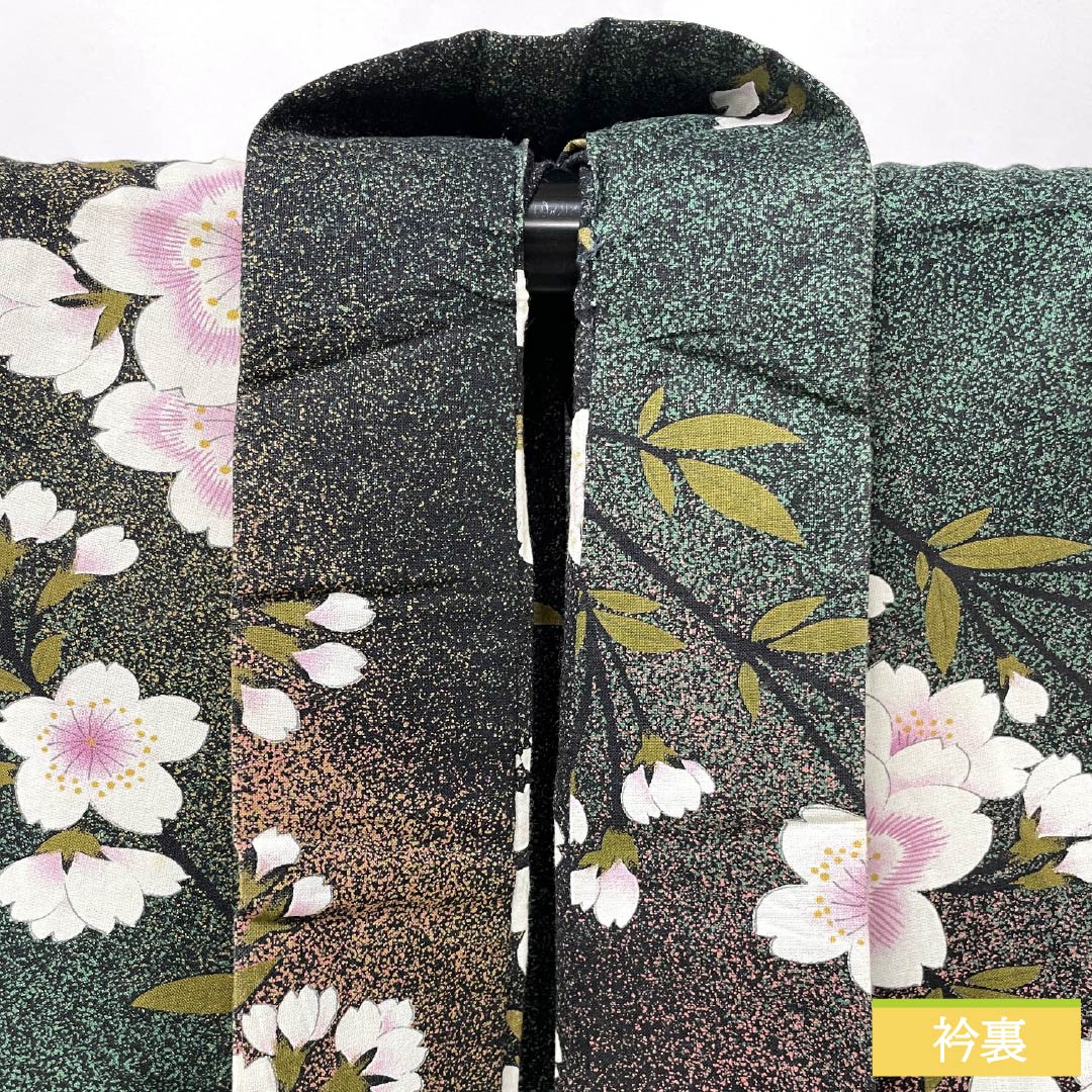 浴衣 木綿 身丈162cm 裄丈68cm Bランク 単衣 グラデーション系 萌葱色(もえぎいろ) 長春色(ちょうしゅんいろ) 桜 1118005984499