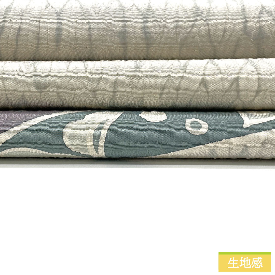 Fukuro Obi (Sleeve) - Pure Silk, S-Rank, Unohana-iro (Unohana Color), Dyed Obi with Tornado-Shibori Pattern and Abstract Floral Design, Length 446cm, Pointed Pattern, Casual, Gray, Item Number: 1123016632322