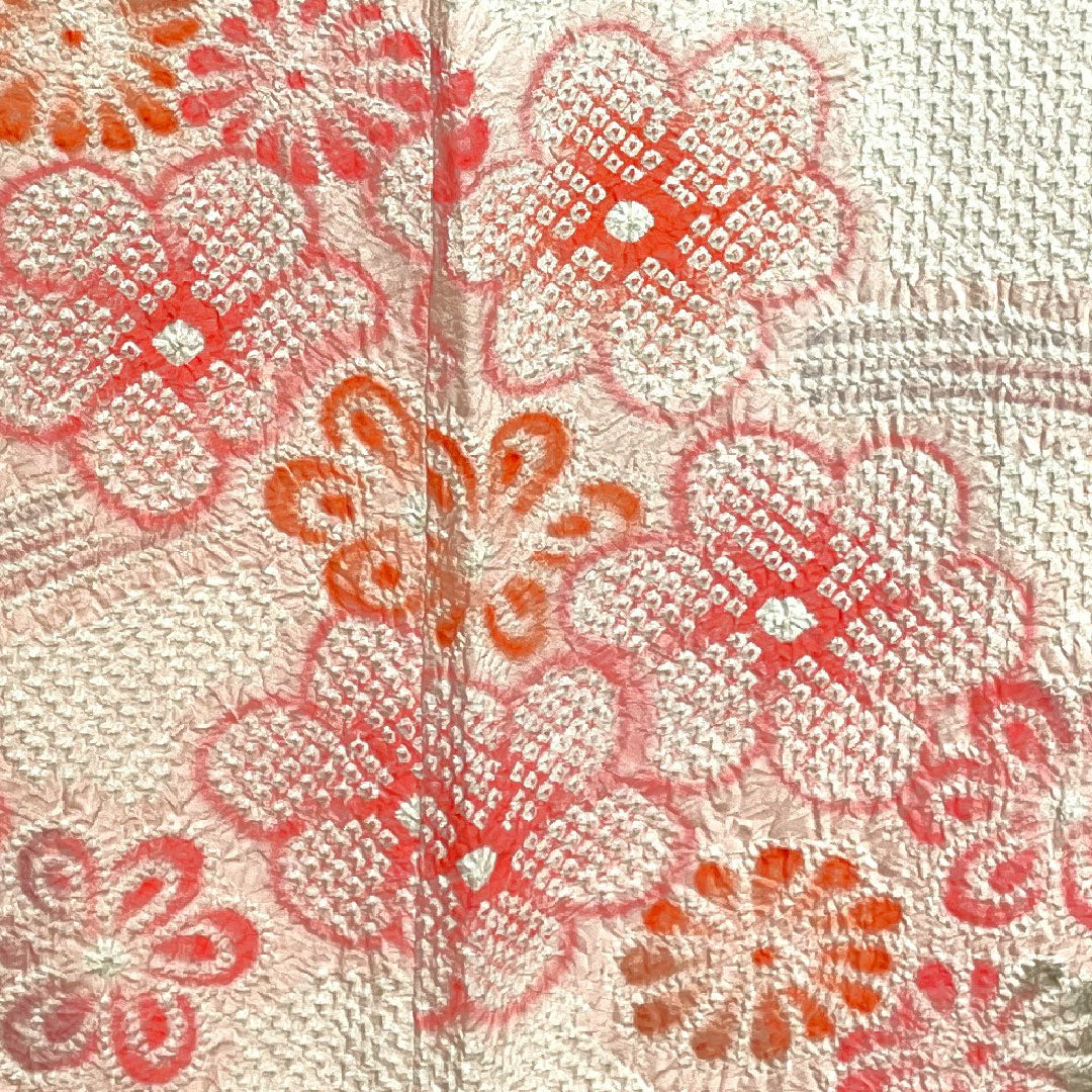 Travel kimono Length 90.5cm Sleeve length 63.5cm Dawn color Flower pattern Pure silk S rank Awase Pink 1117000372913