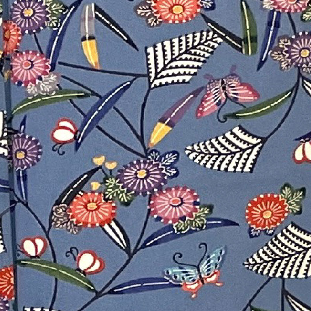 Komon, Length 162cm, Sleeve length 67cm, Lined, Bingata, Pure silk, A rank, Blue, 1115001783417
