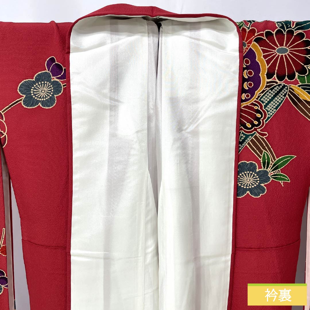振袖 正絹 Aランク 身丈164cm 裄丈69cm 袷 真紅色(しんくいろ) 京紅型 吉祥文様 赤系 1113002963412