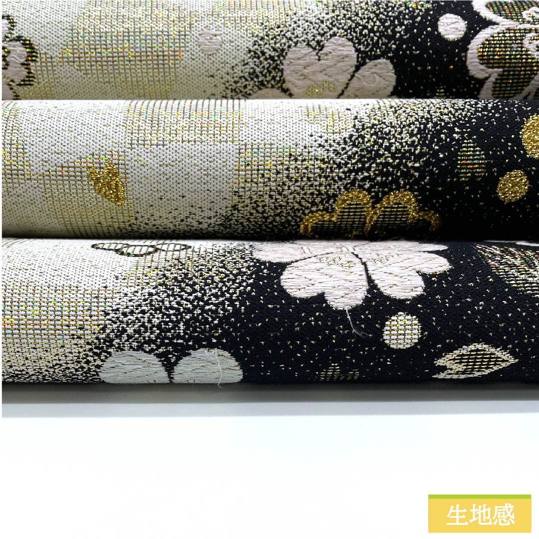 Fukuro Obi, pure silk, chalky white, cherry blossom, plum, checkered pattern, obi length 436cm, S rank, six-pass, formal, white, 1123011492311