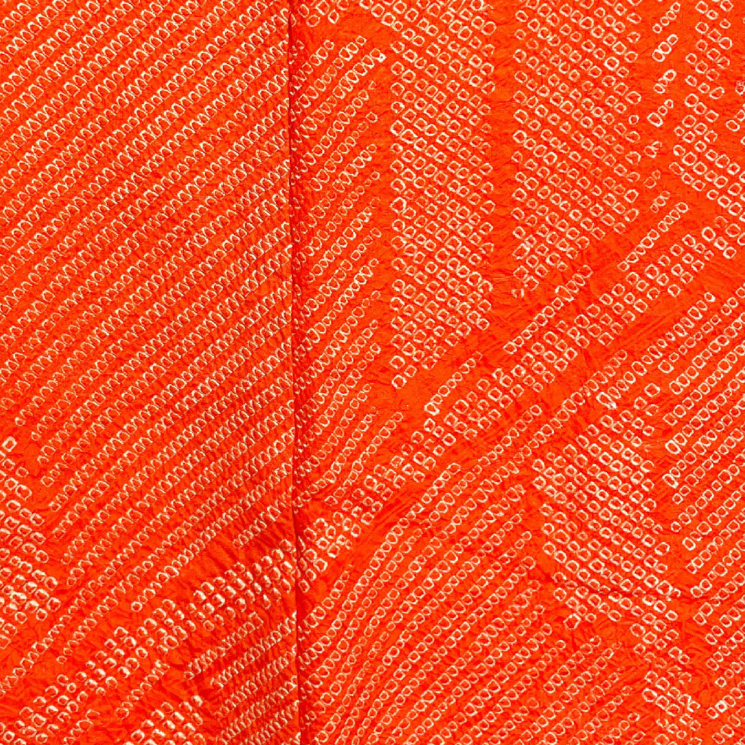 Haori, Length 81cm, Sleeve length 64.5cm, Kyoto scarlet, Shibori, Geometric pattern, Pure silk, A rank, Lined, Vermilion, 1117000383916