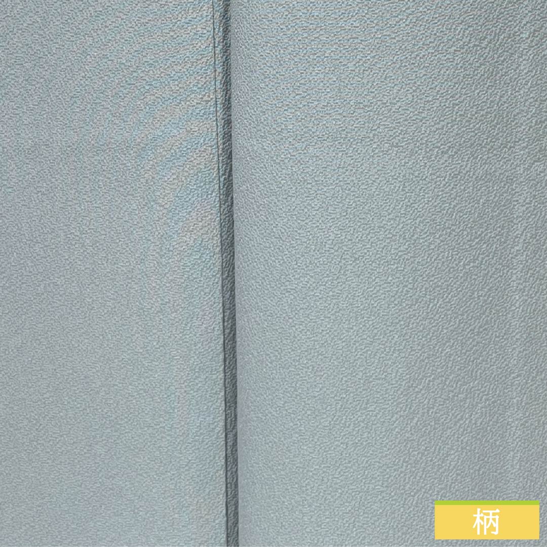 Plain color kimono, pure silk, S rank, length 160.5cm, sleeve-to-sleeve 64cm, sky blue gray, one family crest (gosan-no-kiri), plain, lined, light blue family, 1114002682424