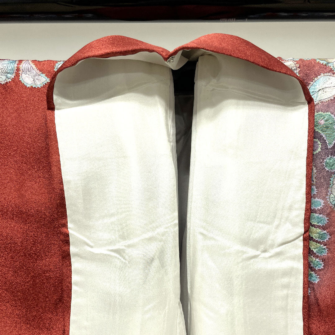 訪問着 袷 身丈157cm 裄丈62cm 紅樺色 京友禅 辻ヶ花 正絹 Sランク 赤系 1112002262312