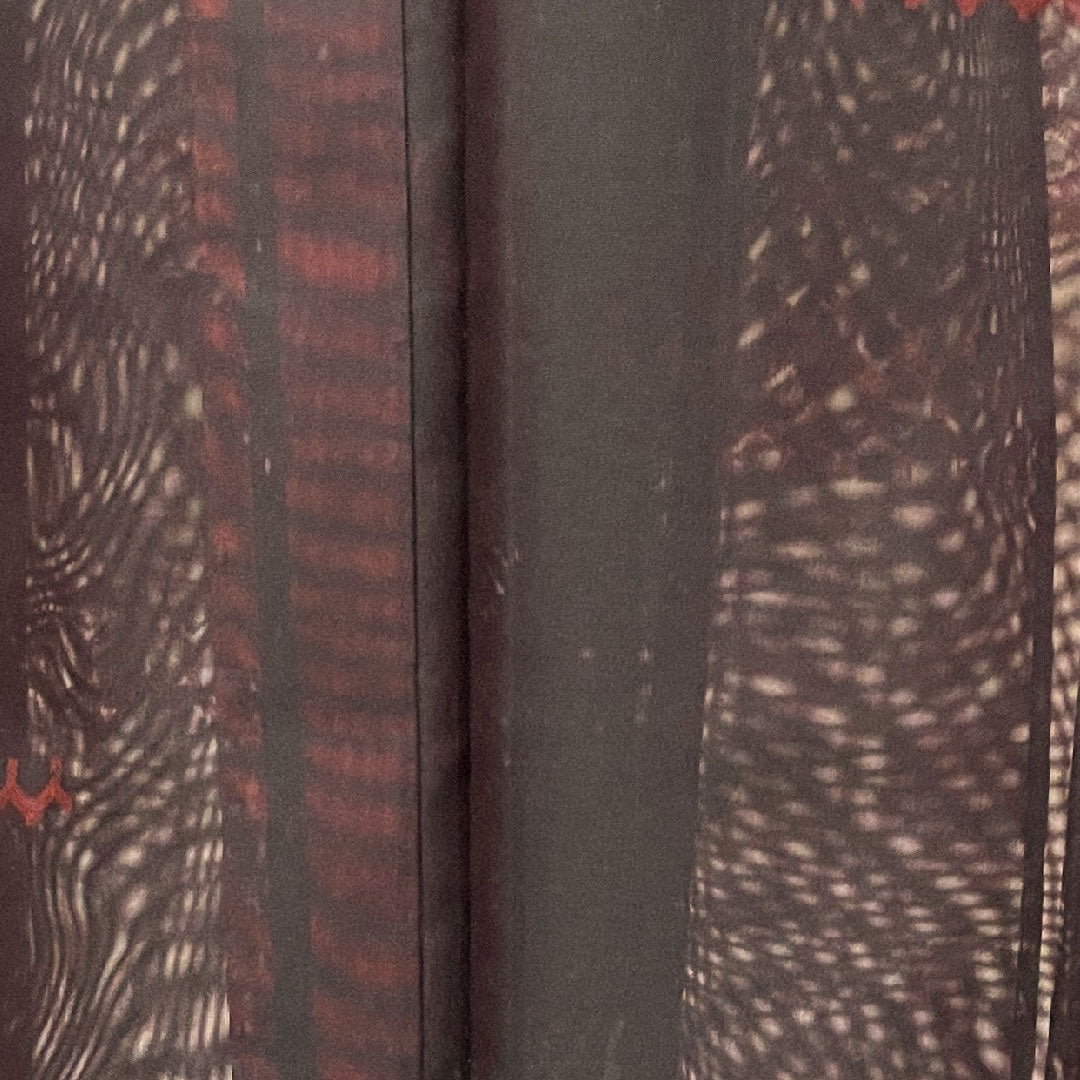 Summer item, pure silk, plain color, length 159.5cm, sleeve length 61.5cm, azuki brown, geometric pattern, basting thread included, unused item, gauze, S rank, red, 1132001732312