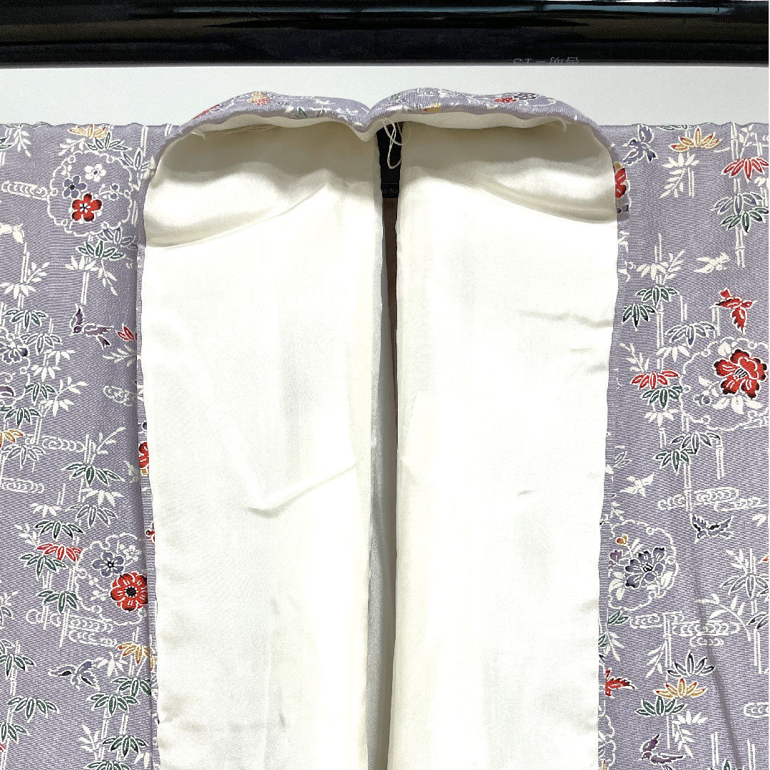 小紋 身丈158cm 裄丈63cm 袷 白藤色 型染 吉祥文様 正絹 Sランク 紫系 1115002102320