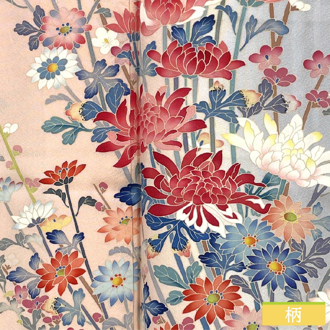 Visiting Kimono, Pure Silk, A-Rank, Lined, Length 157cm, Sleeve Length 65.5cm, Otomeiro (Girl's Color), Single Crest, Mokko (Pink Quince) Design, Kaga Yuzen, All-Flower Design, Artist's Work, Pink, Product Number: 1112006873313