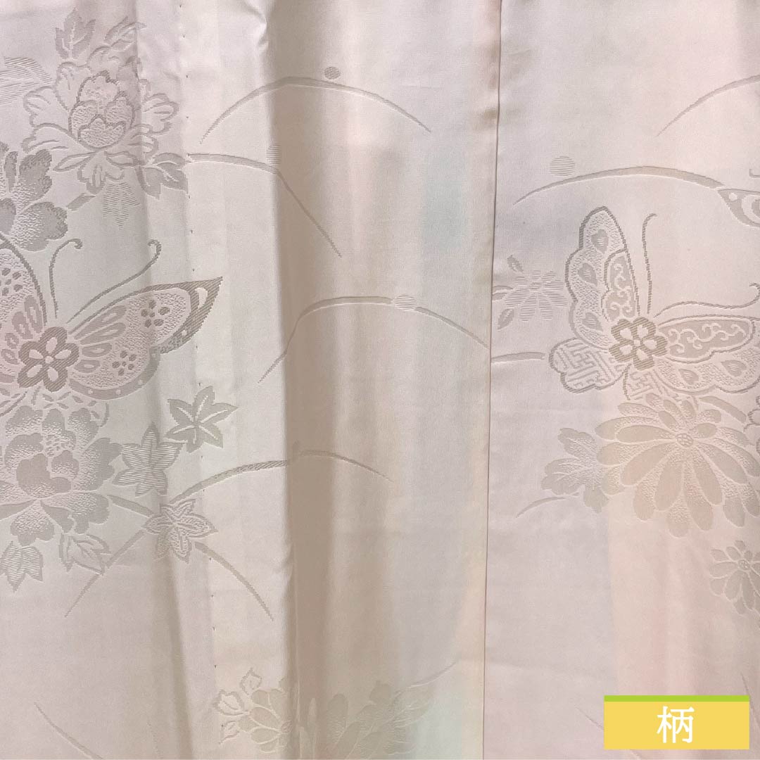Nagajuban (long under-kimono) made of pure silk, S-rank, length 120.5cm, sleeve length 60.5cm, single-layer, floral and butterfly design, pink, product number 1129000852113