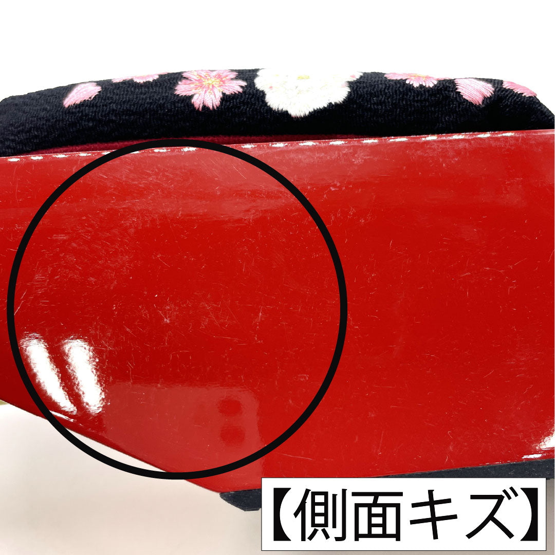 (Like New) Paulownia Wood Geta (Sandals), Grade A, Formal, Pokkuri (Poppy) Geta, Thick Sole, 224cm Long, Size XL, Red, Item Number 1122001323512