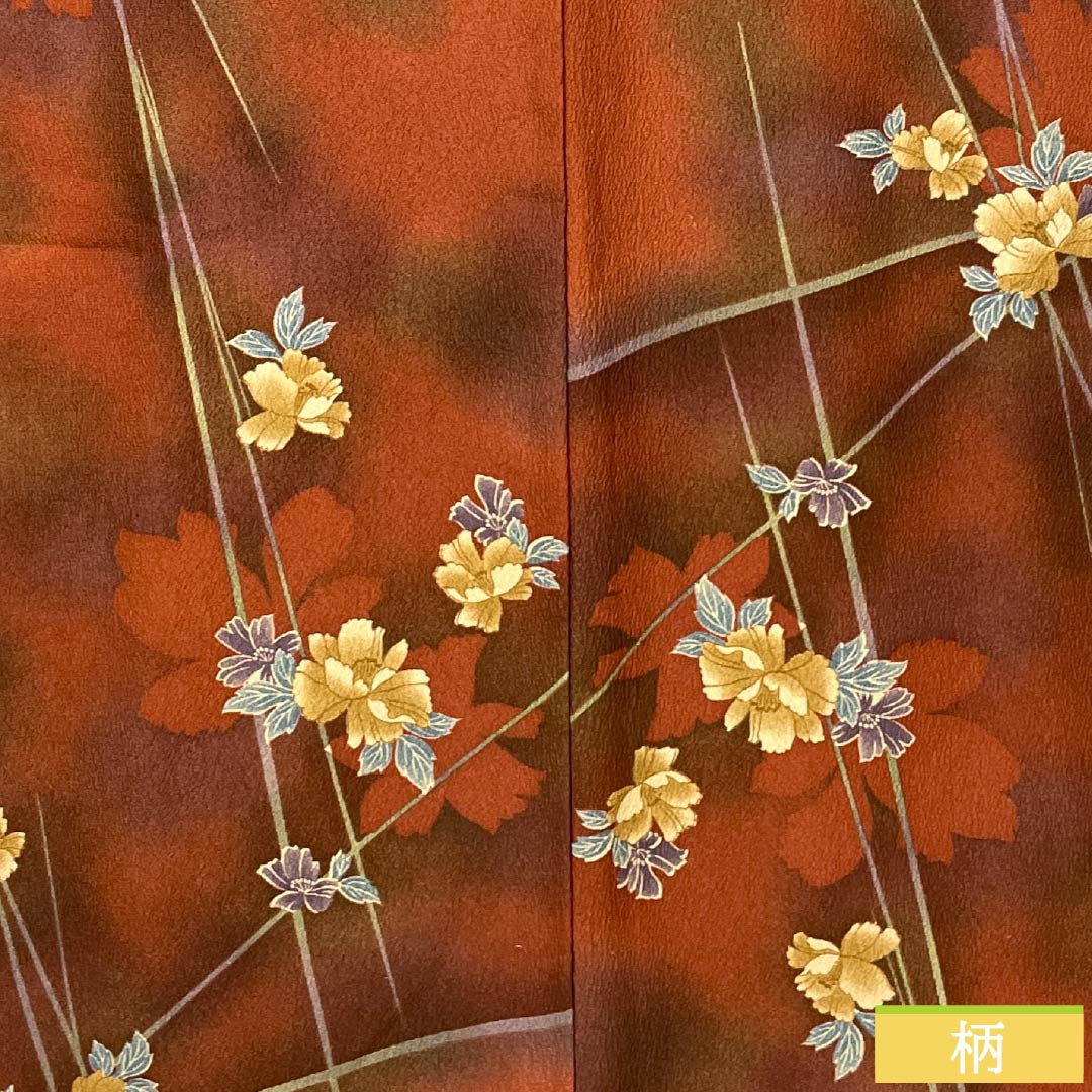 Polyester travel kimono, S rank, length 83cm, sleeve length 66cm, reversible, floral pattern, striped, lined, gradient, 1117001412999