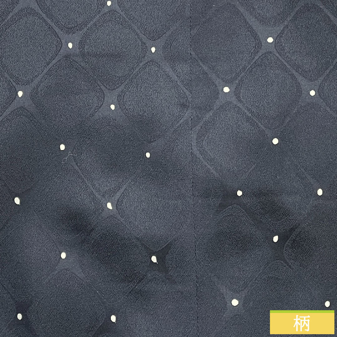 Michiyuki coat, pure silk, length 77.5cm, sleeve length 64cm, geometric pattern, B rank, lined, black, 1117001104910