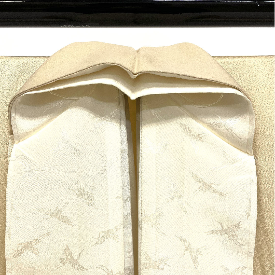 Colored Tomesode, Length 157cm, Sleeve Length 64cm, Lined, Tokyo Yuzen, Pure Silk, B Rank, Three Crests, Cream Color, 1111000284315