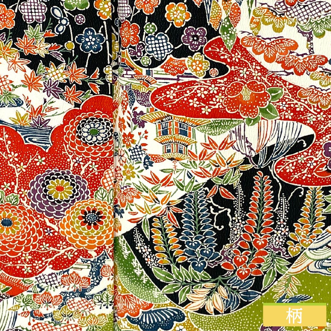 小紋 正絹 Sランク 身丈154cm 裄丈62cm 袷 鶸萌黄色(ひわもえぎいろ) 京紅型 吉祥文様 緑系 1115006832219