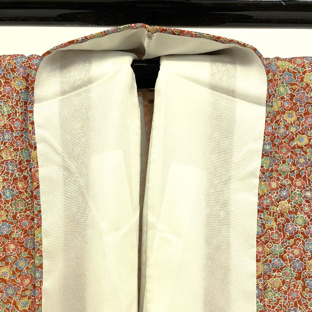 小紋 身丈156.5cm 裄丈61cm 袷 梅模様 ポリ Sランク 茶系 1115000832314