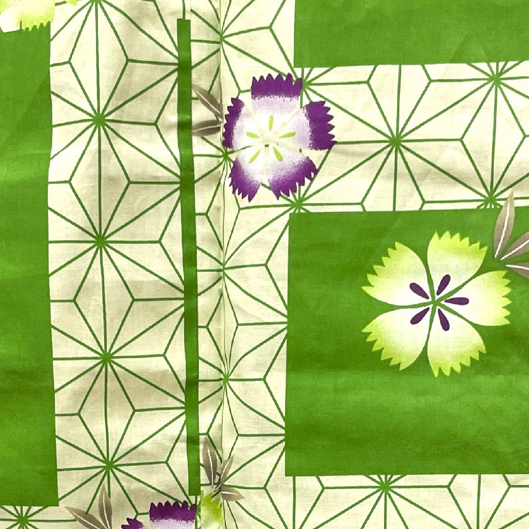 Yukata, Evergreen, Pink, Asanoha, Cotton, S Rank, Single Layer, Length 165.5cm, Sleeve Length 66cm, Green, 1118002722519