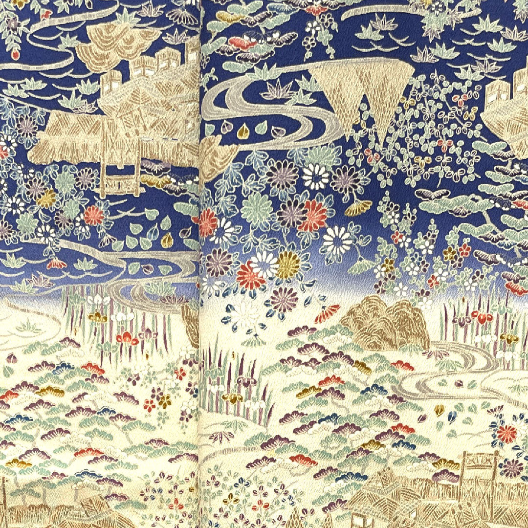 Homongi, pure silk, lined, length 158.5cm, sleeve length 65cm, milky white, Kyo-Yuzen, Chayatsuji, S rank, cream color, 1112002972315