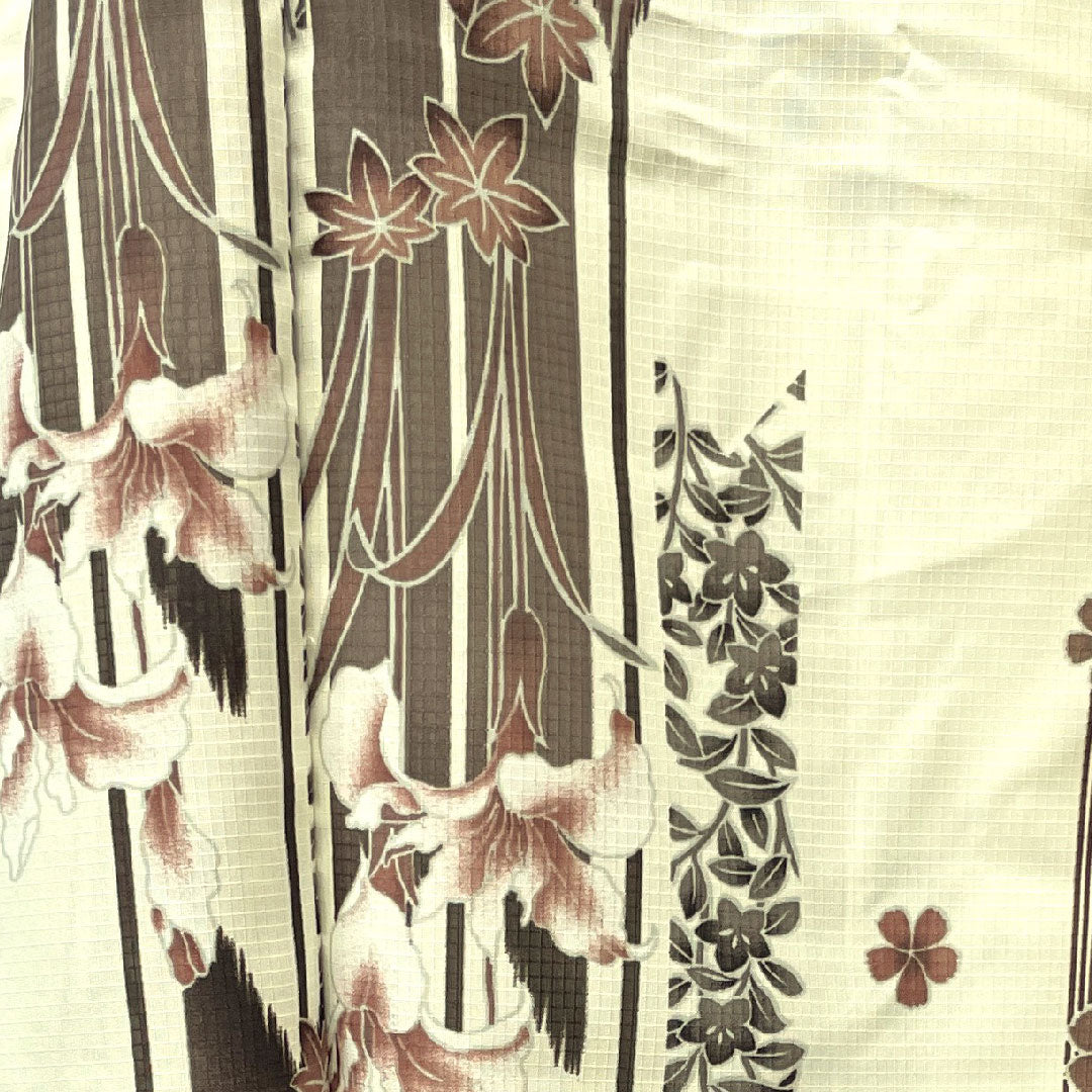 Yukata, cherry blossom, iris, autumn leaves, cotton, A rank, single layer, length 161cm, sleeve length 66.5cm, white, 1118003203411